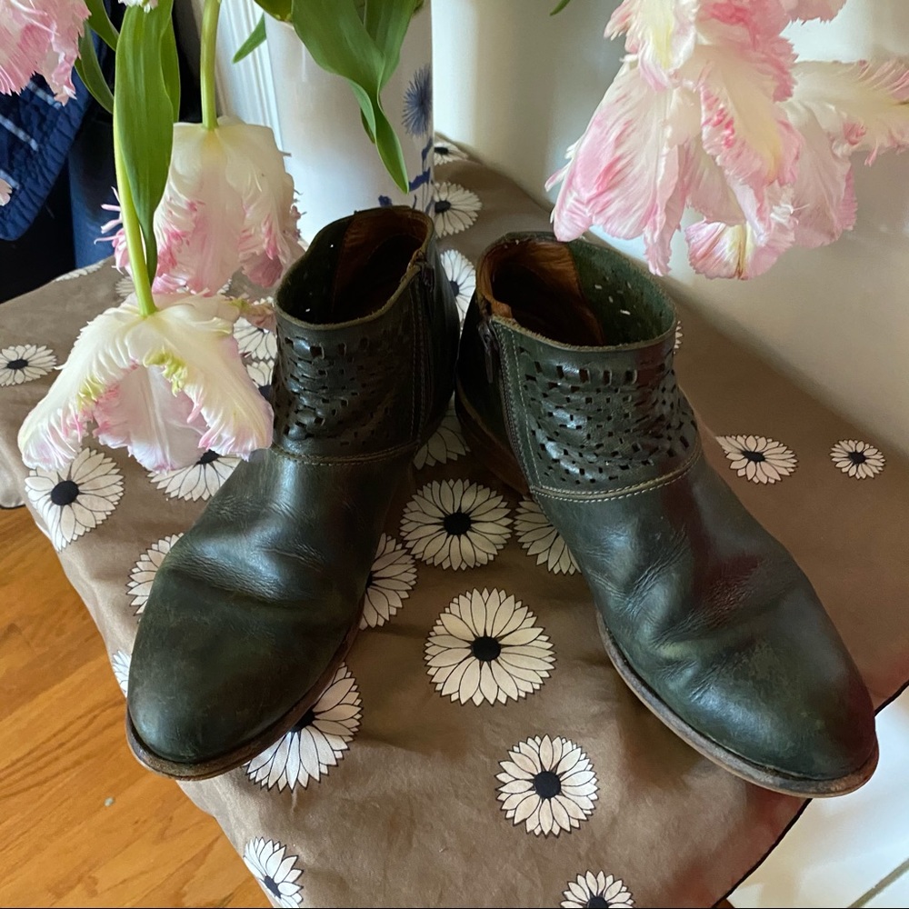 Moma Italian Leather Boots Rustic Green 38.5